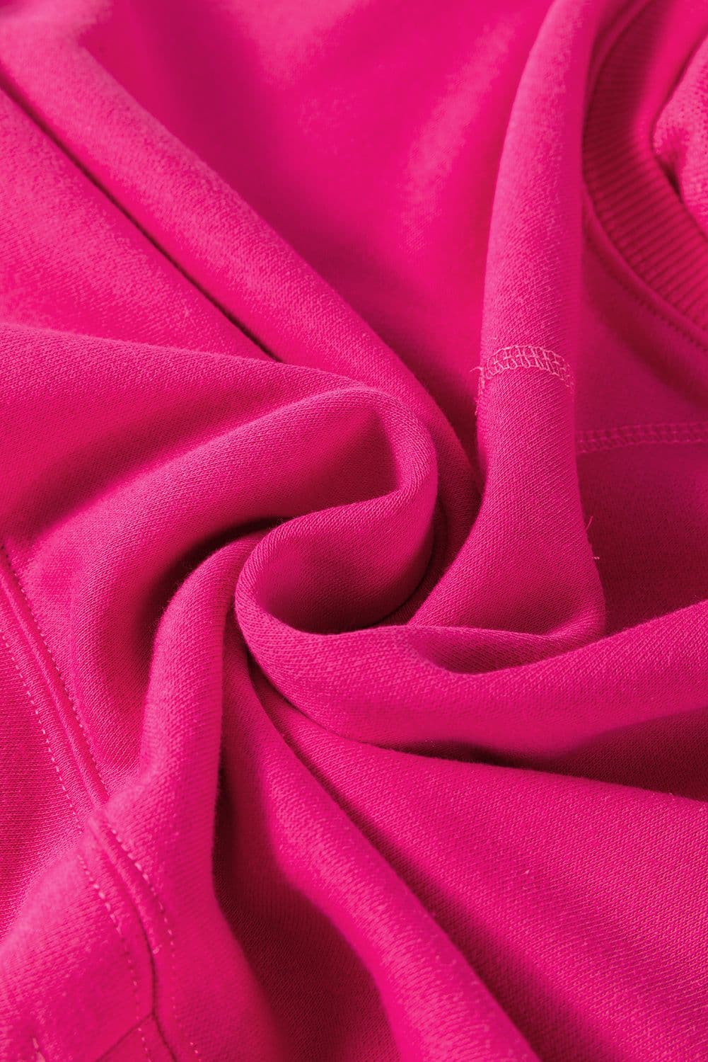 image-Rose Red Drop Shoulder Crisscross Stitching Pocketed Loose Sweatshirt