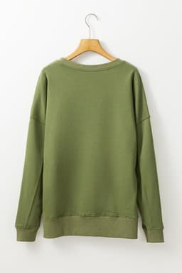 image-Rose Red Drop Shoulder Crisscross Stitching Pocketed Loose Sweatshirt
