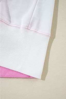 image-Bonbon Color Block Exposed Seam Side Slits Crewneck Sweatshirt