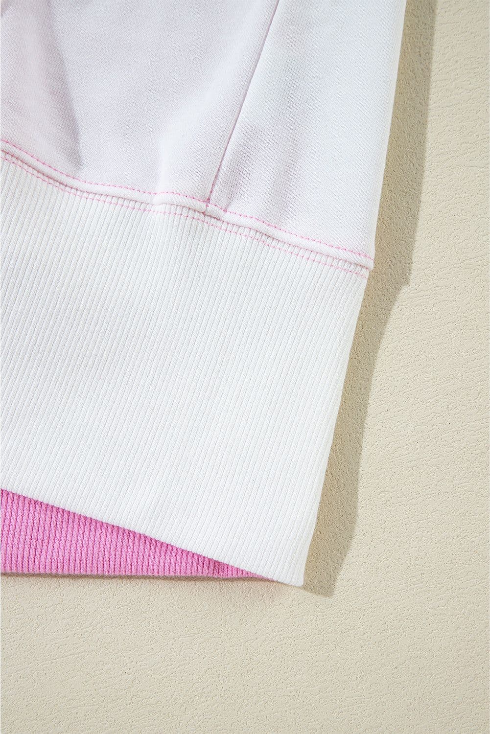 image-Bonbon Color Block Exposed Seam Side Slits Crewneck Sweatshirt