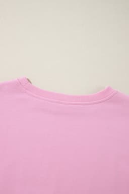 image-Bonbon Color Block Exposed Seam Side Slits Crewneck Sweatshirt