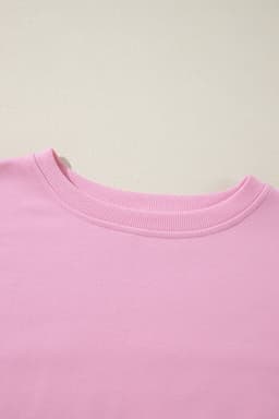 image-Bonbon Color Block Exposed Seam Side Slits Crewneck Sweatshirt