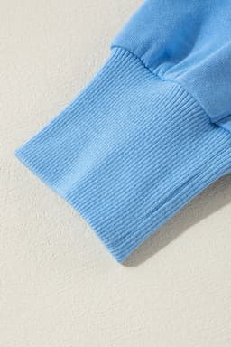 image-Bonbon Color Block Exposed Seam Side Slits Crewneck Sweatshirt