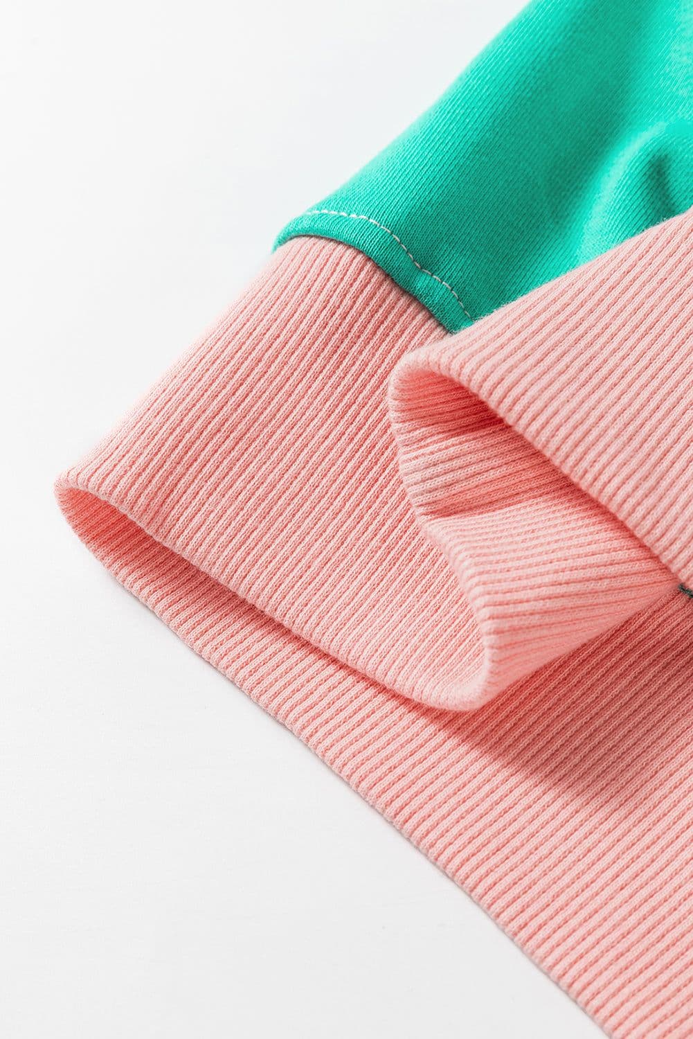image-Blossom Colorblock Patchwork Drop Shoulder Sweatshirt