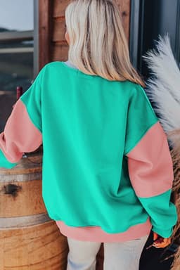 image-Blossom Colorblock Patchwork Drop Shoulder Sweatshirt