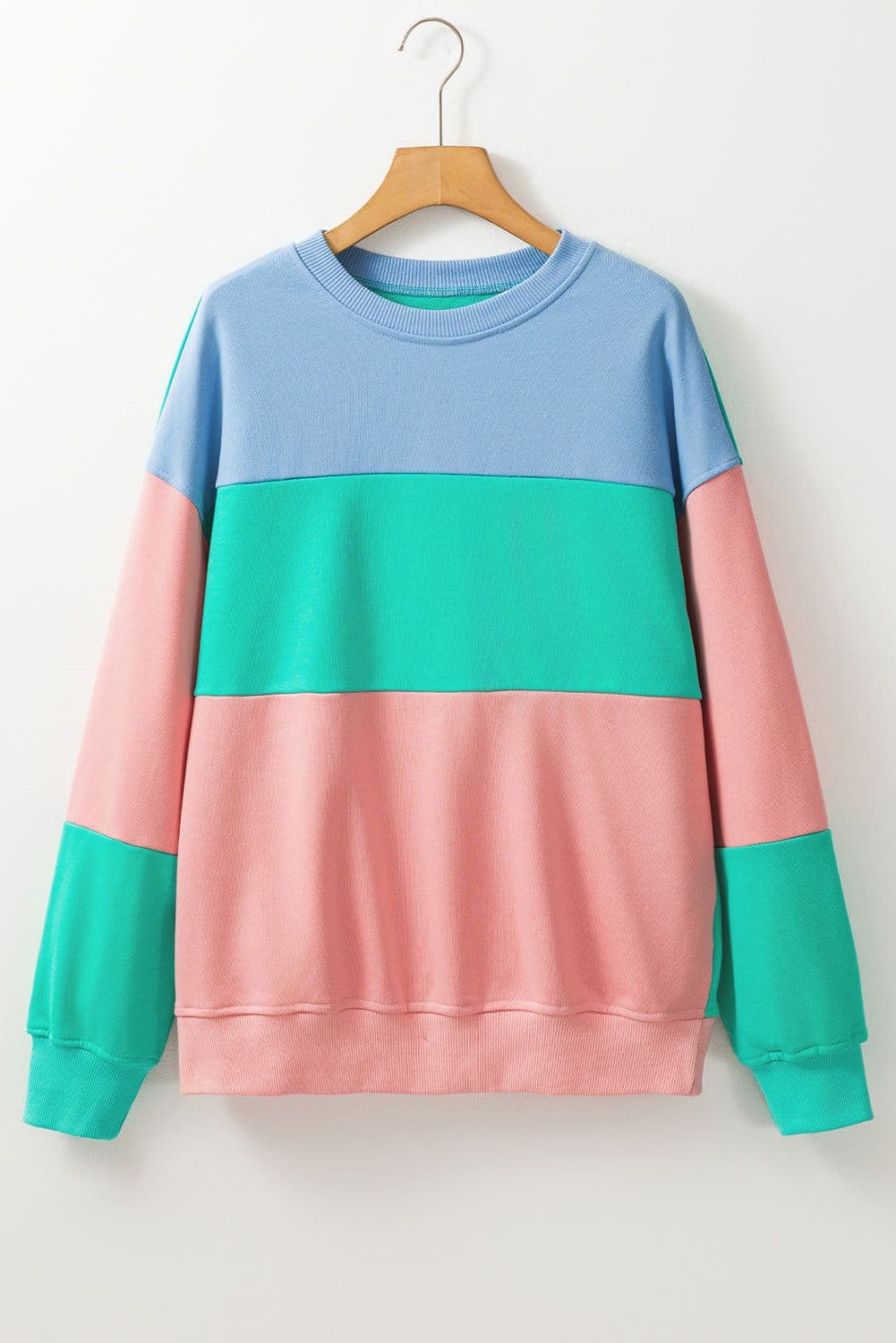 image-Blossom Colorblock Patchwork Drop Shoulder Sweatshirt