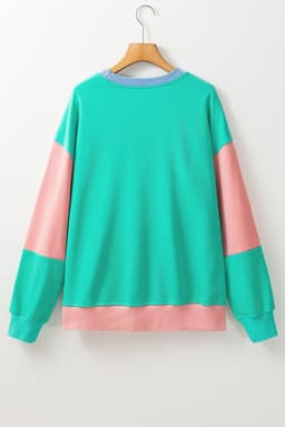 image-Blossom Colorblock Patchwork Drop Shoulder Sweatshirt