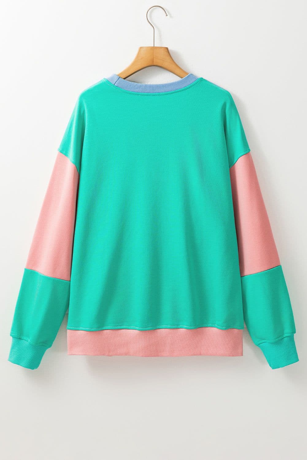 image-Blossom Colorblock Patchwork Drop Shoulder Sweatshirt