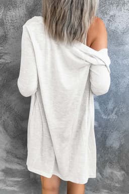 image-Black Solid Color Open-Front Buttons Cardigan