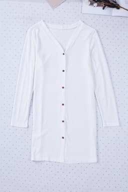 image-Black Solid Color Open-Front Buttons Cardigan