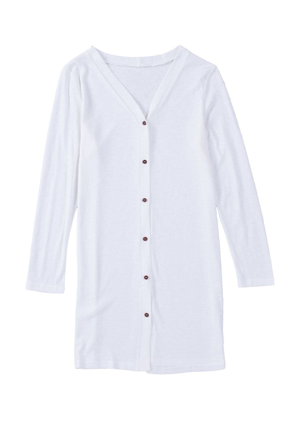 image-Black Solid Color Open-Front Buttons Cardigan