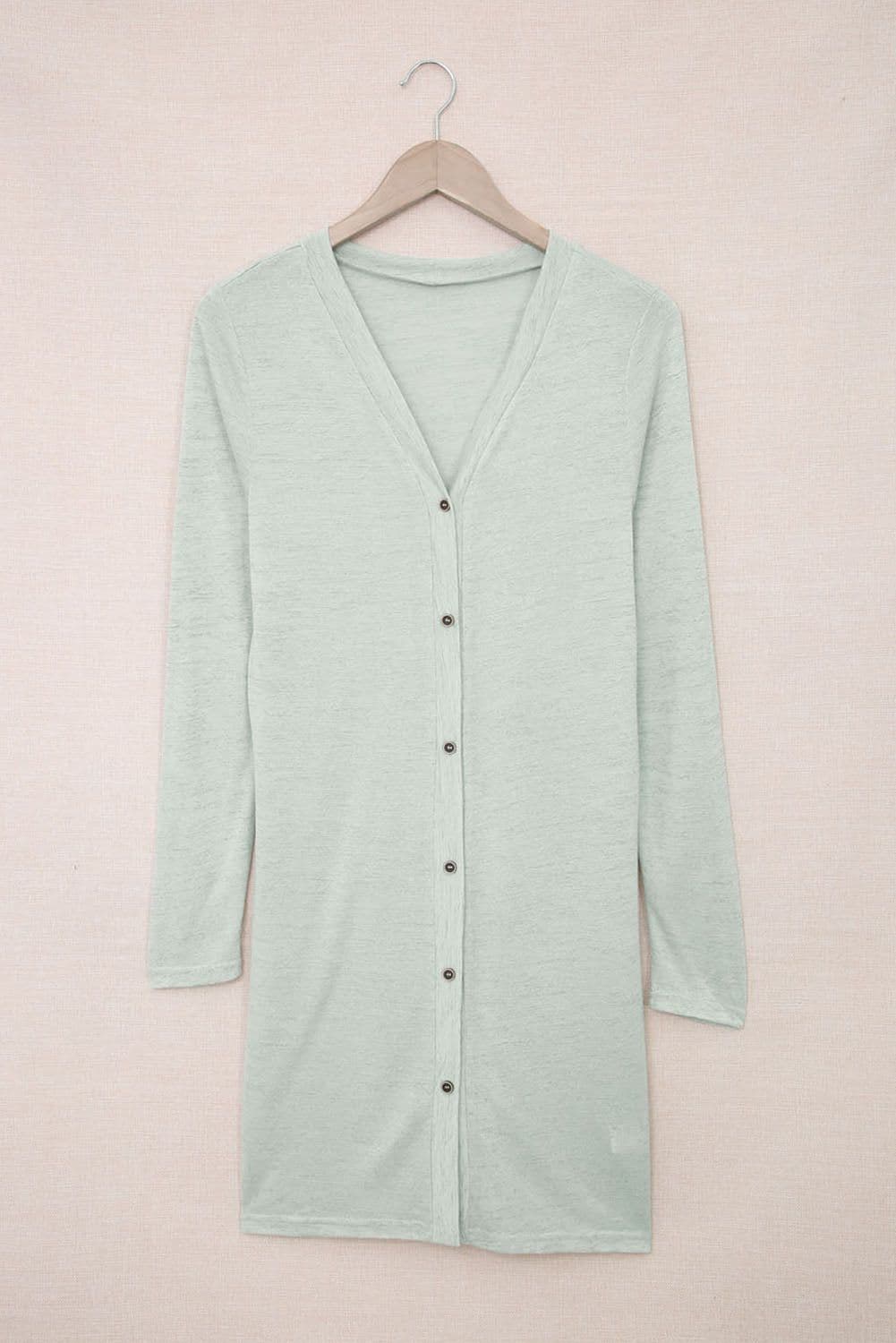 image-Black Solid Color Open-Front Buttons Cardigan