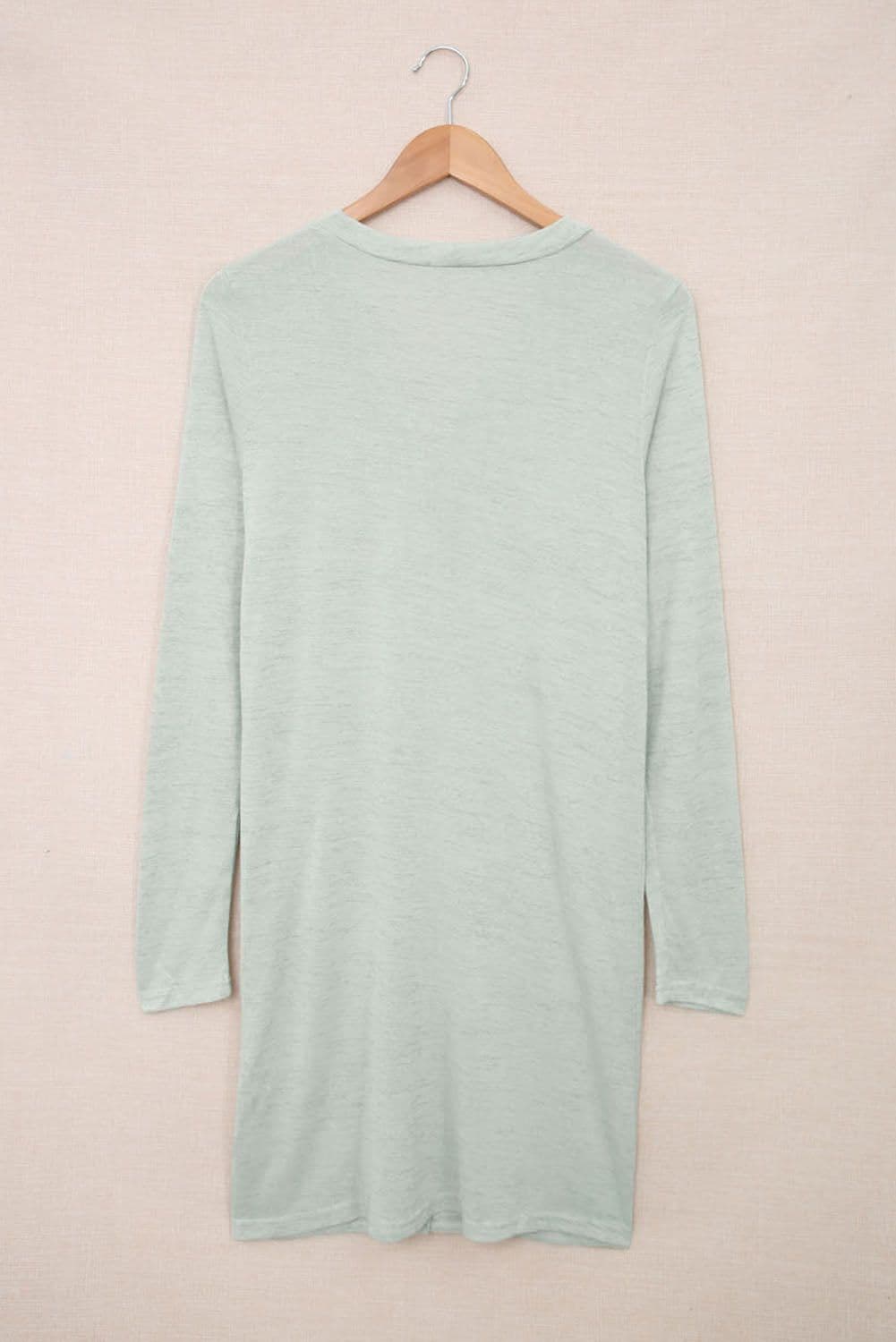 image-Black Solid Color Open-Front Buttons Cardigan