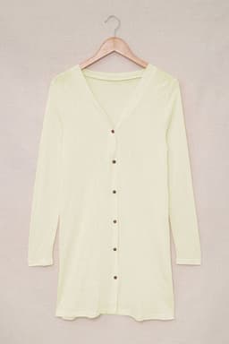 image-Black Solid Color Open-Front Buttons Cardigan