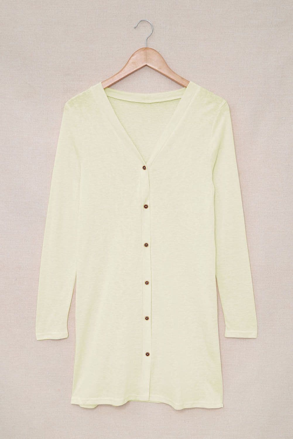 image-Black Solid Color Open-Front Buttons Cardigan