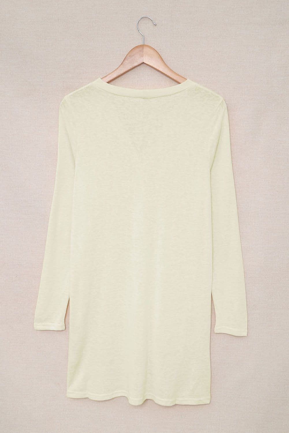 image-Black Solid Color Open-Front Buttons Cardigan