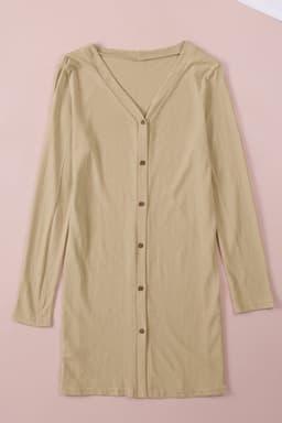 image-Black Solid Color Open-Front Buttons Cardigan