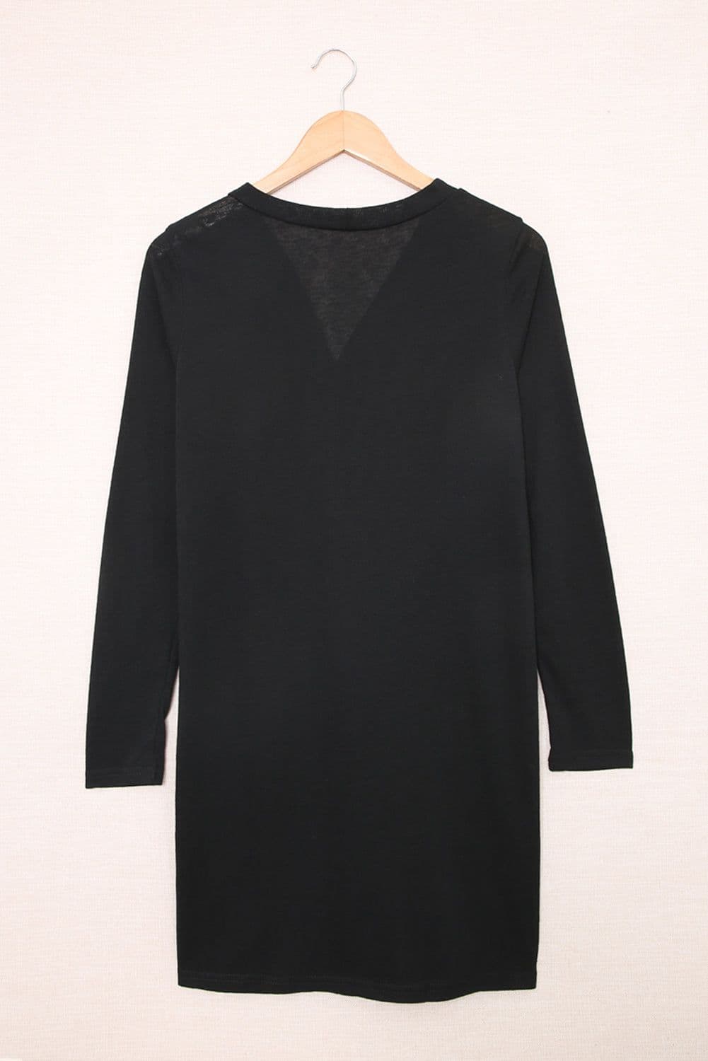 image-Black Solid Color Open-Front Buttons Cardigan