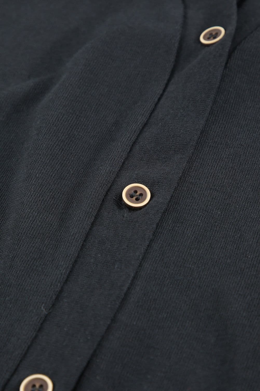 image-Black Solid Color Open-Front Buttons Cardigan