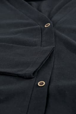 image-Black Solid Color Open-Front Buttons Cardigan