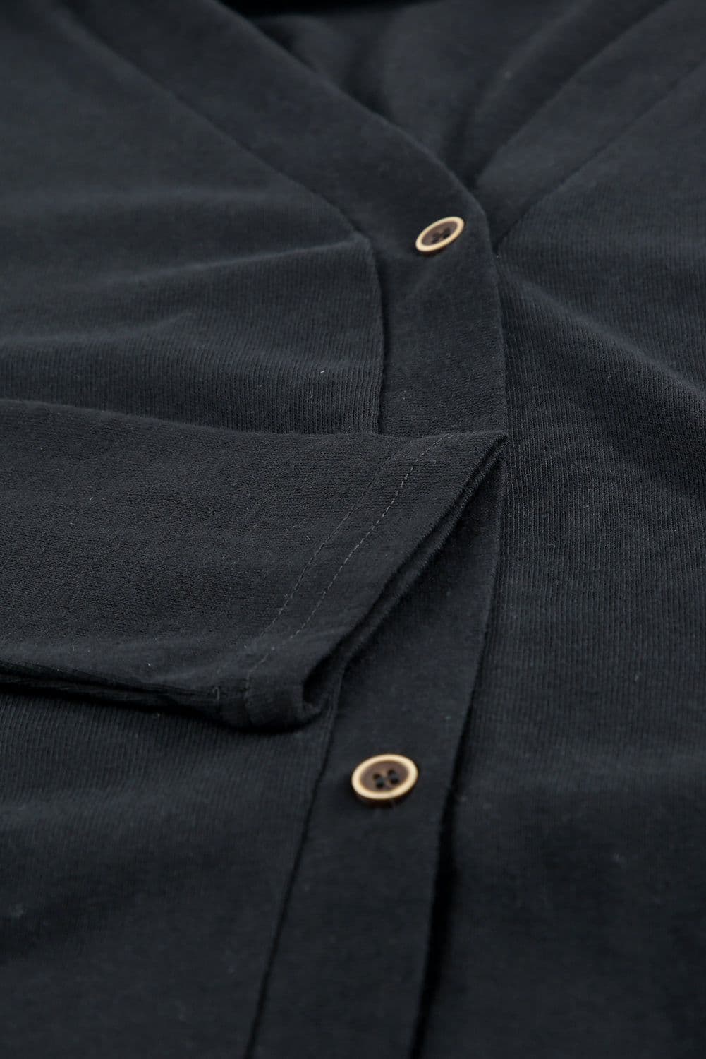 image-Black Solid Color Open-Front Buttons Cardigan