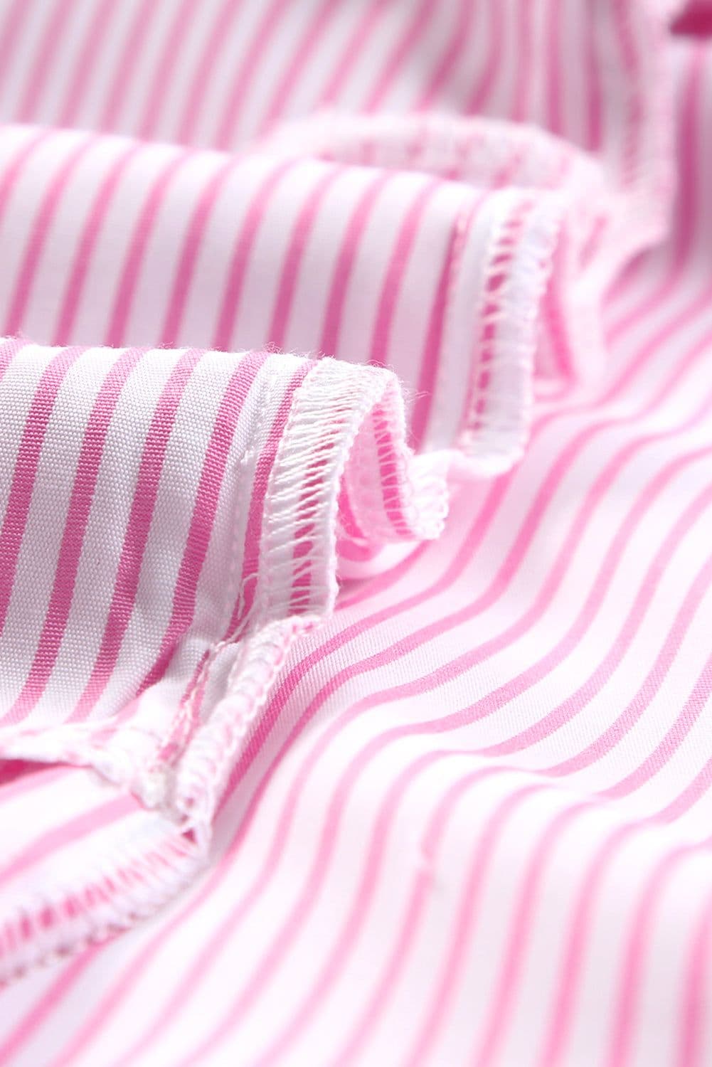 image-Sky Blue Smocked Cuffed Striped Boyfriend Shirt with Pocket