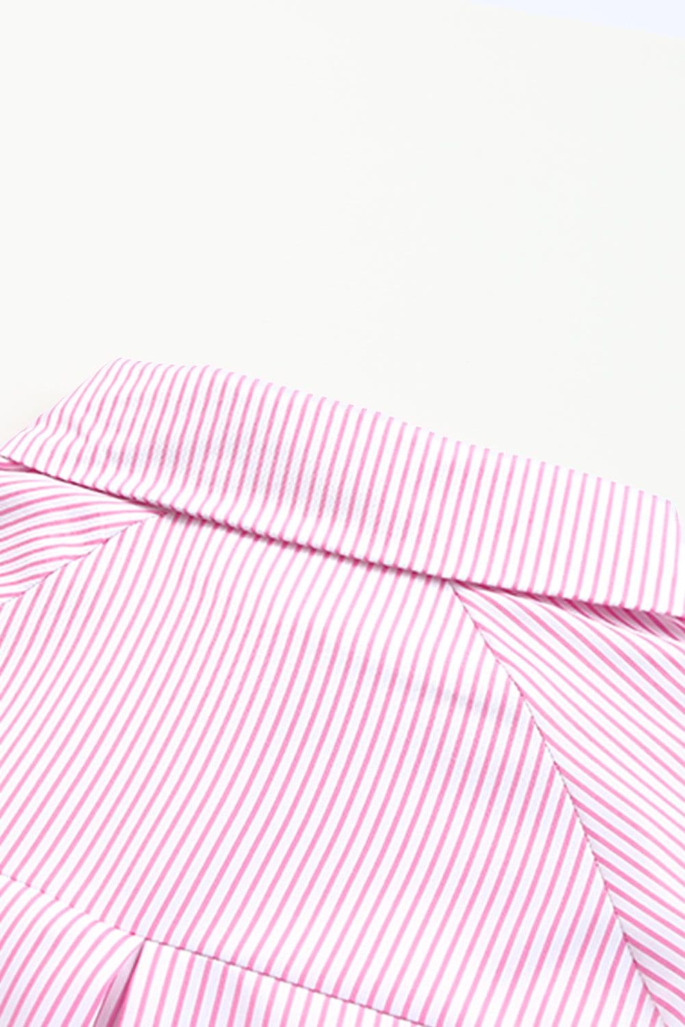 image-Sky Blue Smocked Cuffed Striped Boyfriend Shirt with Pocket