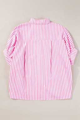 image-Sky Blue Stripe Dolman Sleeve Oversize Shirt