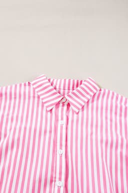 image-Sky Blue Stripe Dolman Sleeve Oversize Shirt
