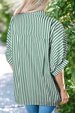 image-Sky Blue Stripe Dolman Sleeve Oversize Shirt