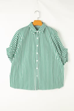 image-Sky Blue Stripe Dolman Sleeve Oversize Shirt