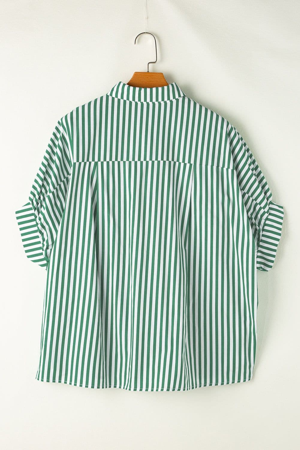 image-Sky Blue Stripe Dolman Sleeve Oversize Shirt