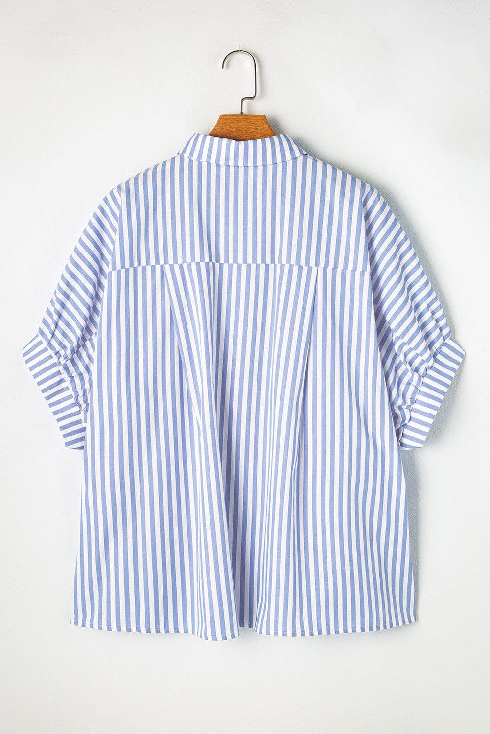 image-Sky Blue Stripe Dolman Sleeve Oversize Shirt