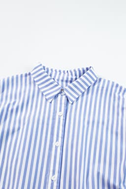 image-Sky Blue Stripe Dolman Sleeve Oversize Shirt