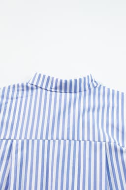 image-Sky Blue Stripe Dolman Sleeve Oversize Shirt