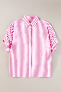 image-Sky Blue Stripe Dolman Sleeve Oversize Shirt