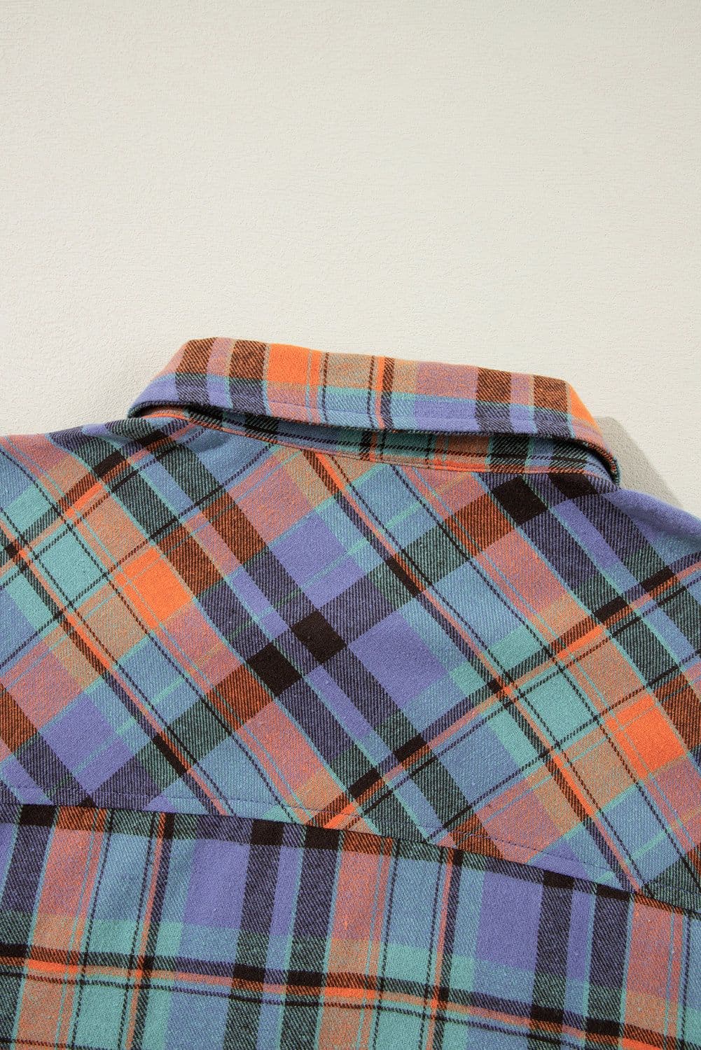 image-Orange Plaid Print Loose Vintage Shirt