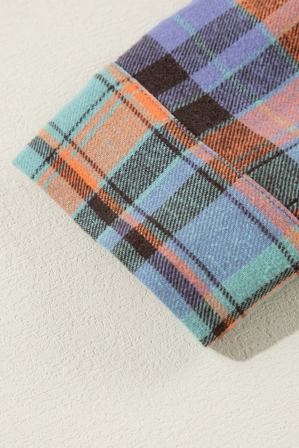 image-Orange Plaid Print Loose Vintage Shirt