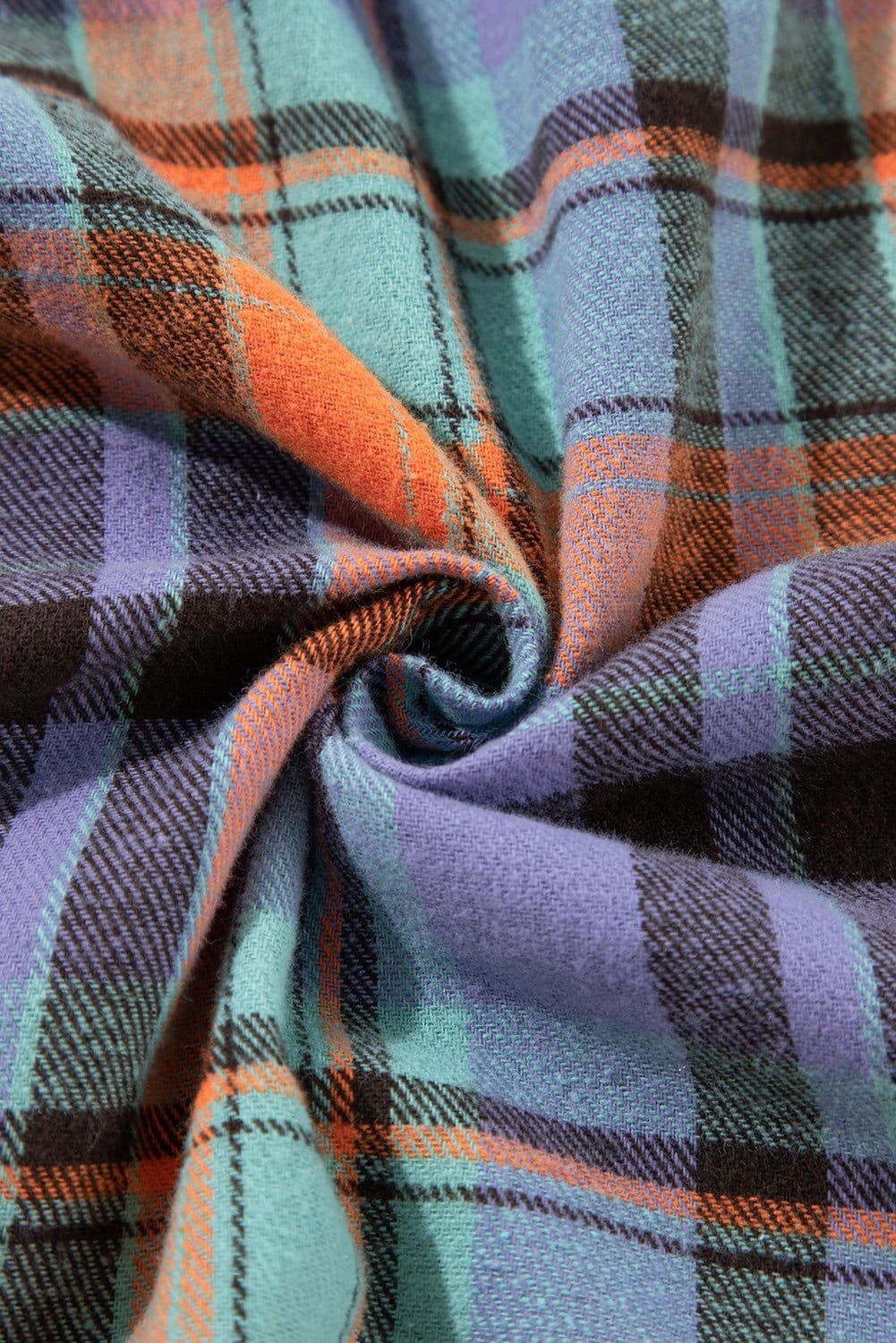 image-Orange Plaid Print Loose Vintage Shirt
