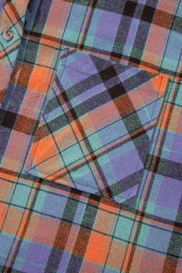 image-Orange Plaid Print Loose Vintage Shirt