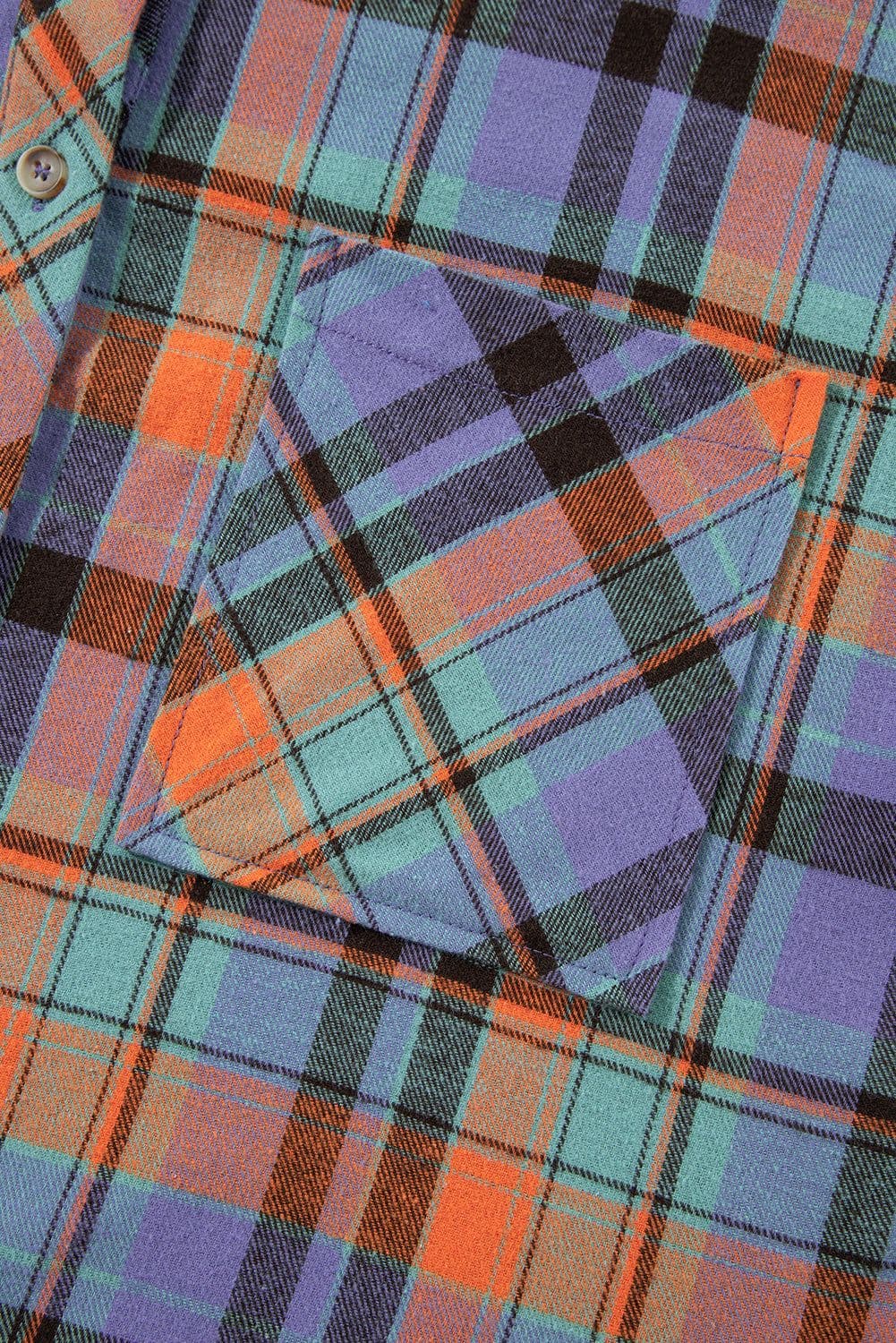 image-Orange Plaid Print Loose Vintage Shirt