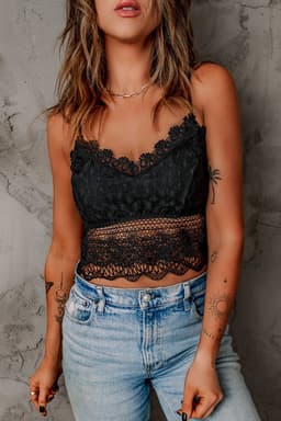 image-Black Lace Bralette Crop Top