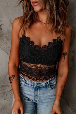 image-Black Lace Bralette Crop Top