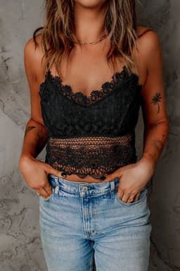 image-Black Lace Bralette Crop Top
