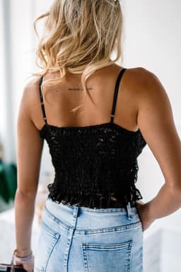 image-Black Lace Bralette Crop Top