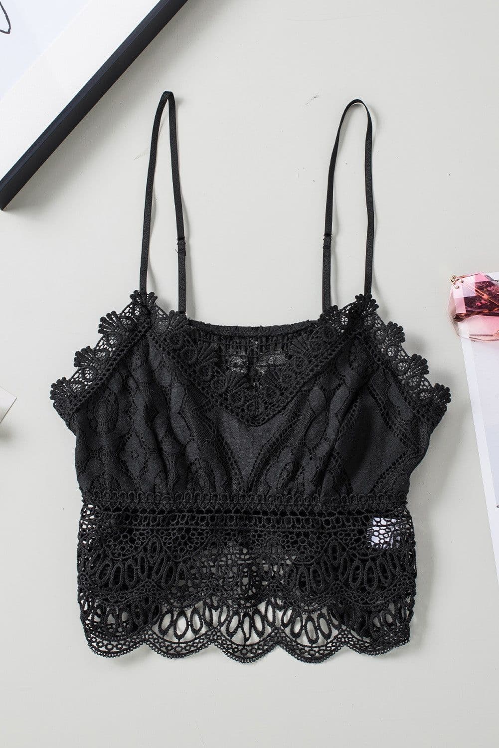 image-Black Lace Bralette Crop Top