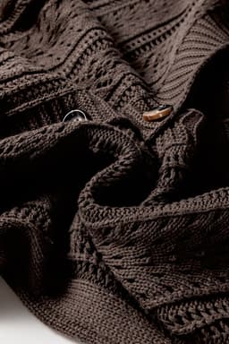 image-Dark Khaki Open Knit Drop Shoulder Sweater Cardigan