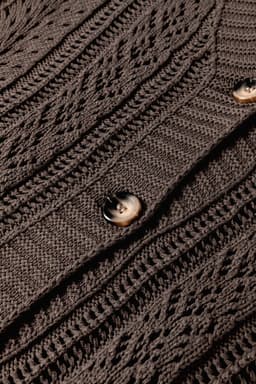 image-Dark Khaki Open Knit Drop Shoulder Sweater Cardigan
