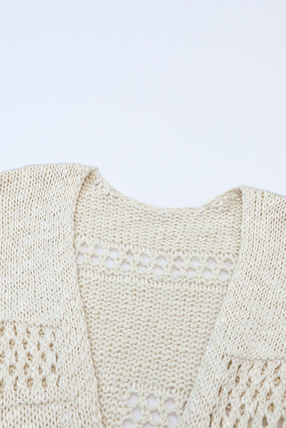 image-Apricot Casual Hollowed Knit Dolman Sleeve Cardigan