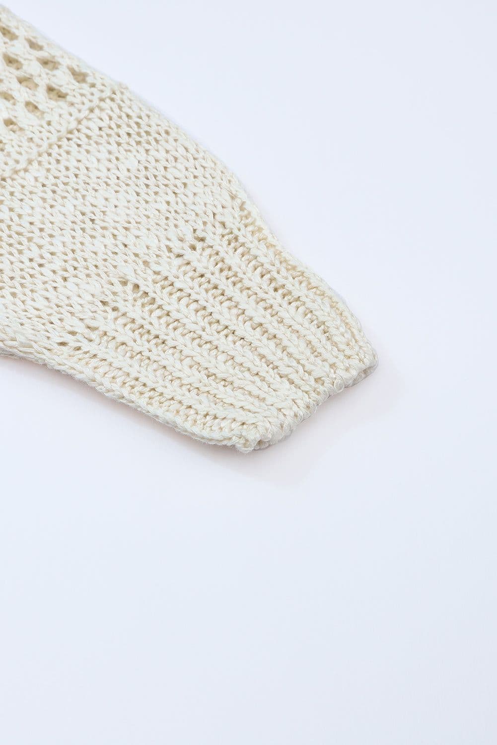 image-Apricot Casual Hollowed Knit Dolman Sleeve Cardigan